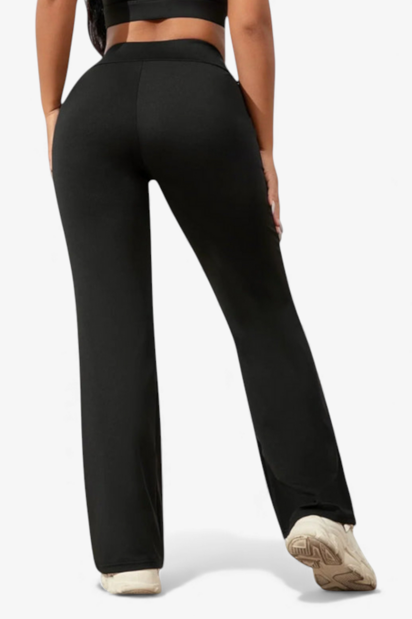 ATHLEISURE HLAČE Z VISOKIM PASOM IN RAVNIM KROJEM NOG</s>