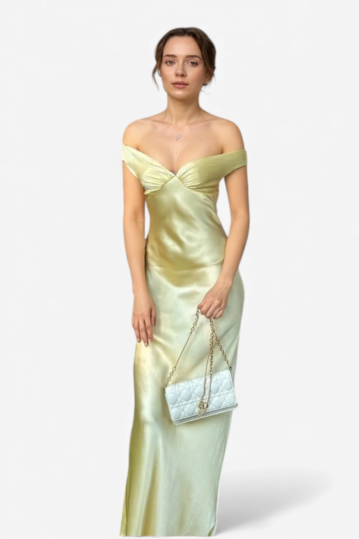 SATENSKA OBLEKA Z BARDOT IZREZOM