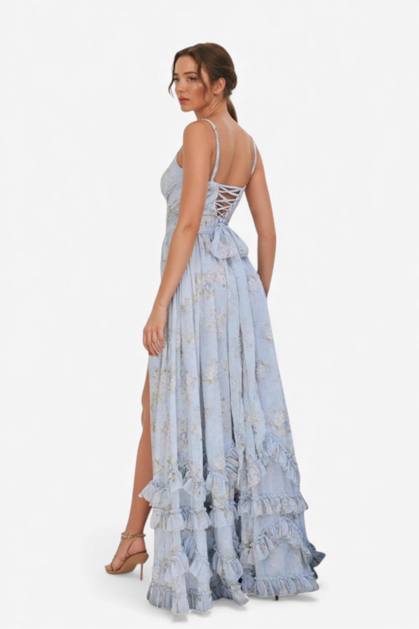 DOLGA OBLEKA S KORSETOM IN VOLANČKI