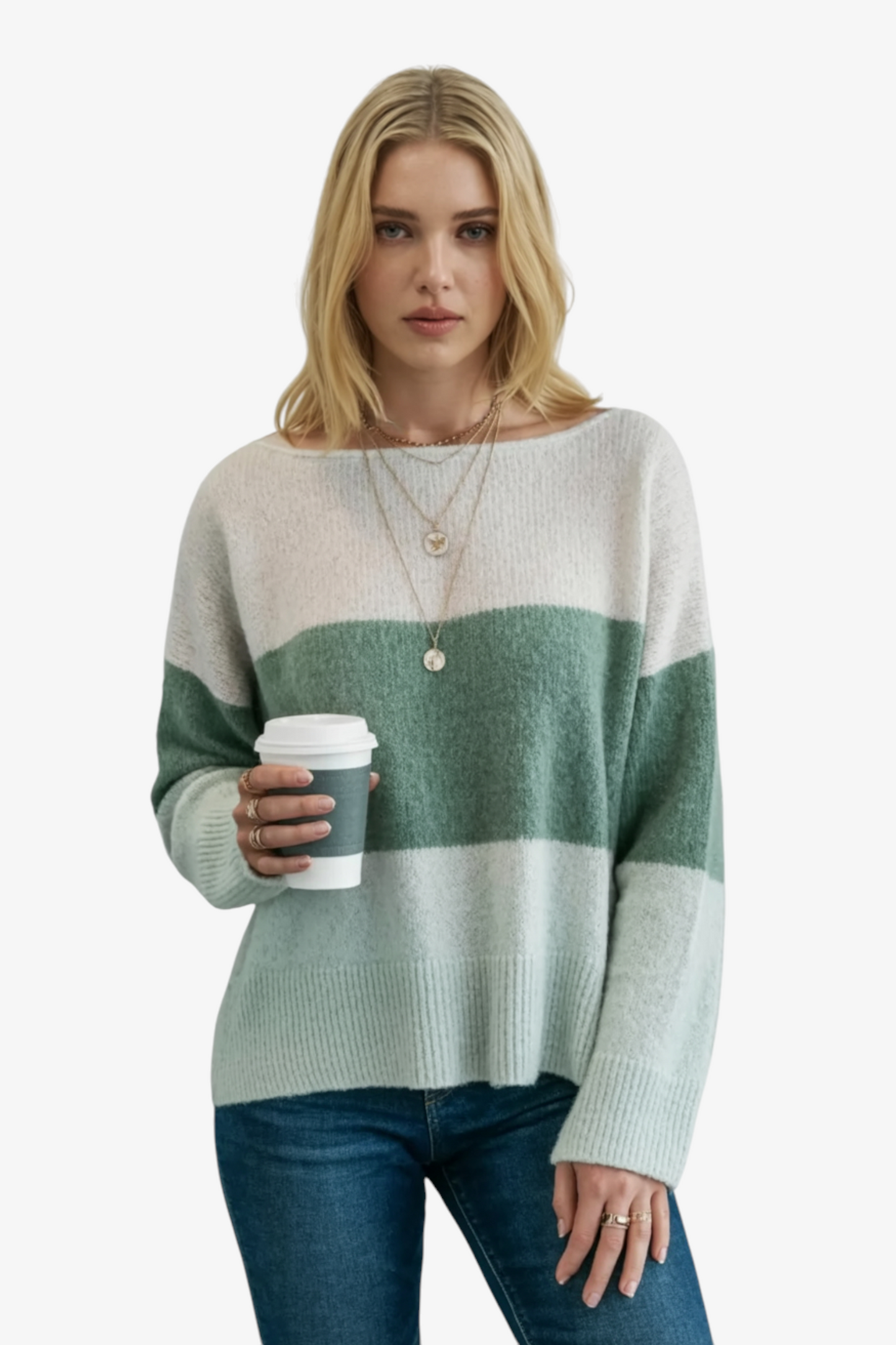 MEHKA PULOVERJANA JOPICA S ŠIROKIMI ČRTAMI