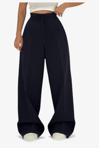 HLAČE WIDE-LEG Z KORSETNIM PASOM