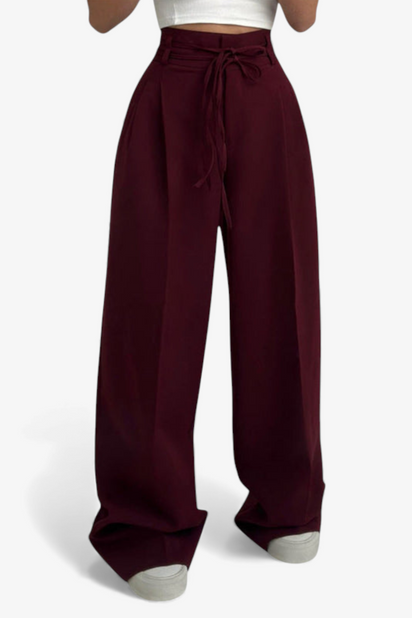 HLAČE WIDE-LEG Z KORSETNIM PASOM