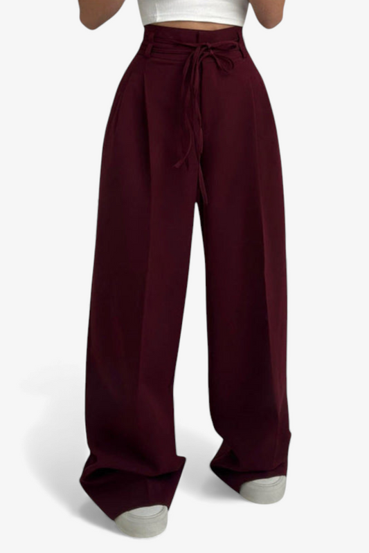 HLAČE WIDE-LEG Z KORSETNIM PASOM