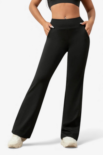 ATHLEISURE HLAČE Z VISOKIM PASOM IN RAVNIM KROJEM NOG</s>