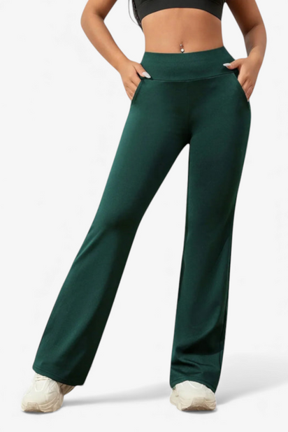 ATHLEISURE HLAČE Z VISOKIM PASOM IN RAVNIM KROJEM NOG</s>