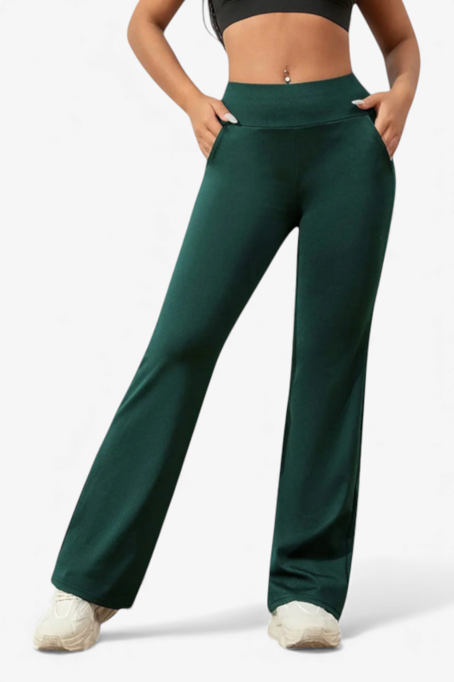 ATHLEISURE HLAČE Z VISOKIM PASOM IN RAVNIM KROJEM NOG</s>