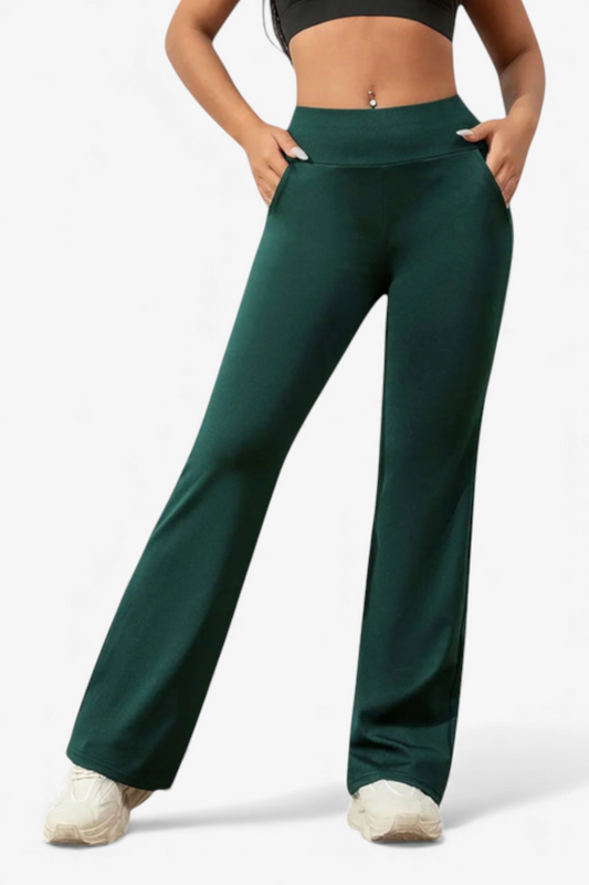 ATHLEISURE HLAČE Z VISOKIM PASOM IN RAVNIM KROJEM NOG</s>