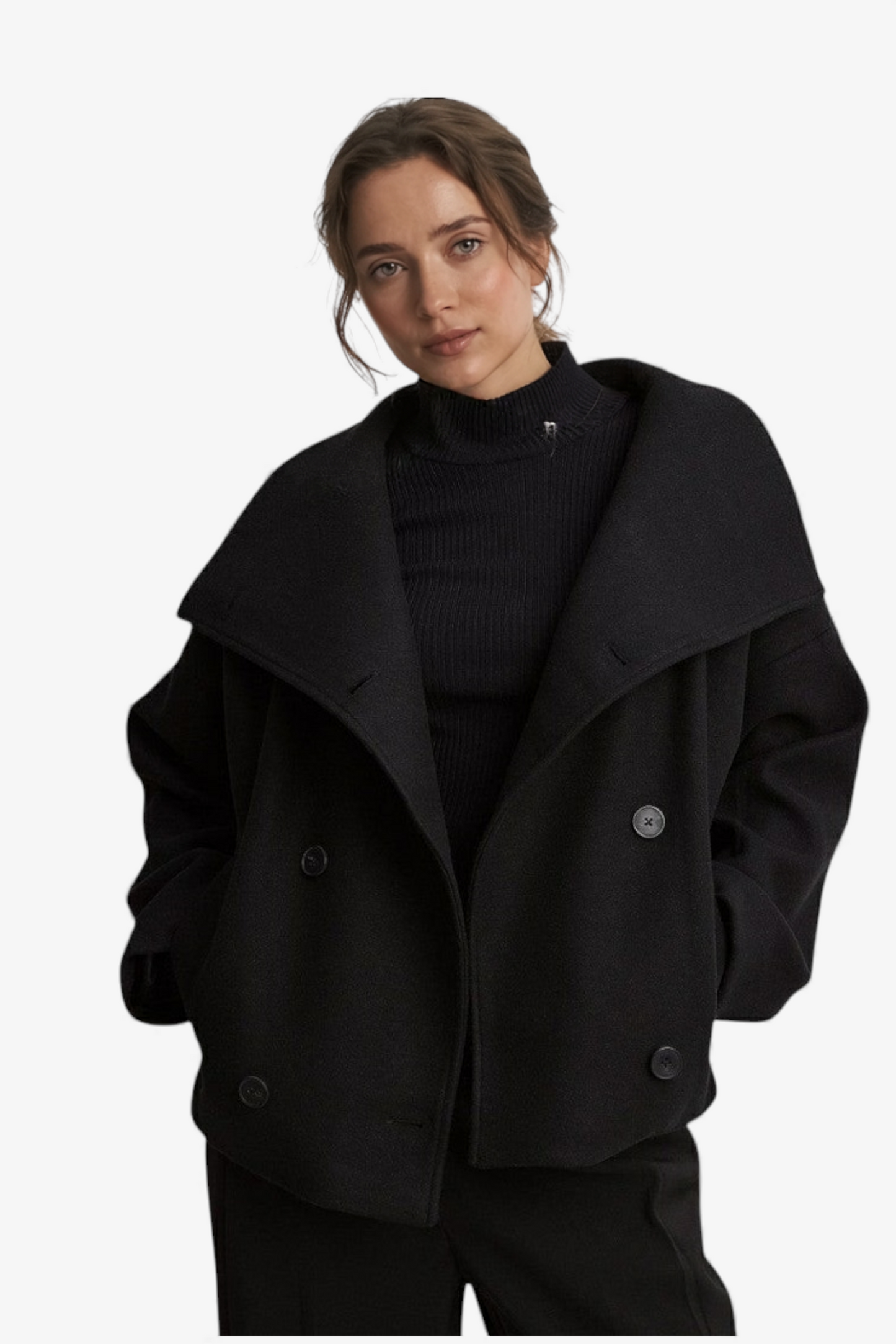 KRIŽANA JAKNA Z OVRATNIKOM ŠAL IN STRUKTURIRANO OBLIKO