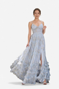 DOLGA OBLEKA S KORSETOM IN VOLANČKI