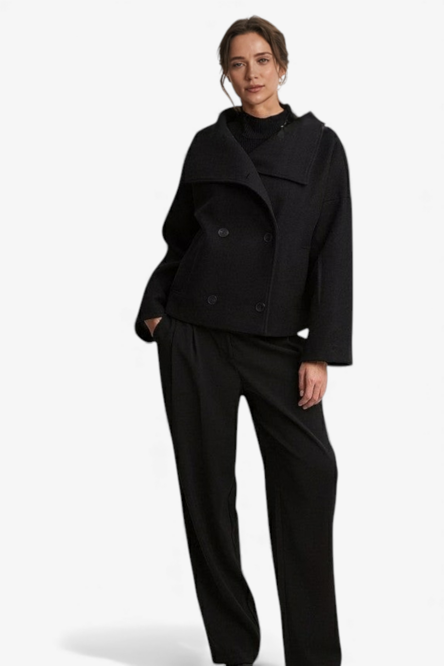 KRIŽANA JAKNA Z OVRATNIKOM ŠAL IN STRUKTURIRANO OBLIKO