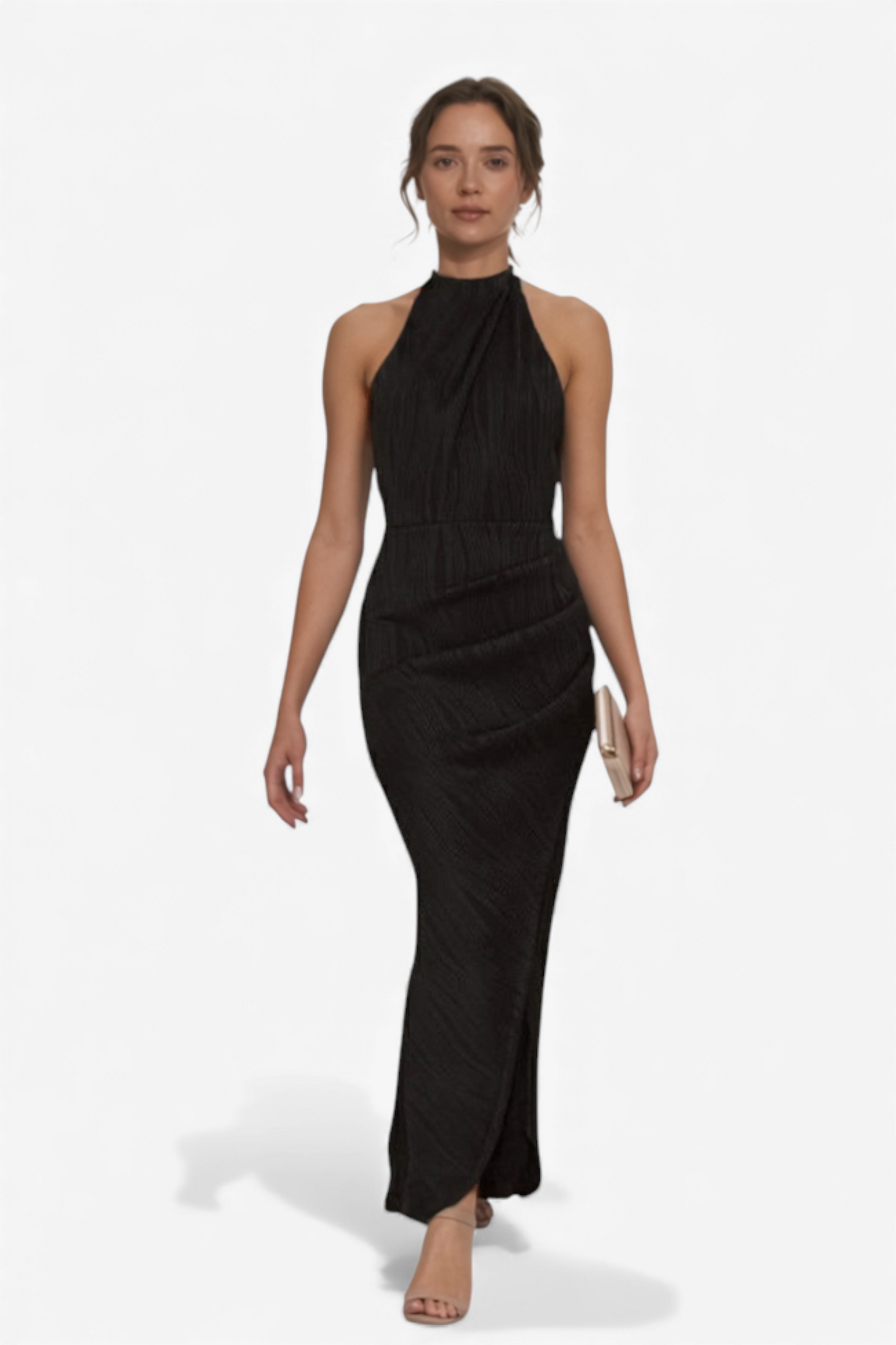 ELEGANTNA MIDI OBLEKA IZ NABRANEGA ŠIFONA