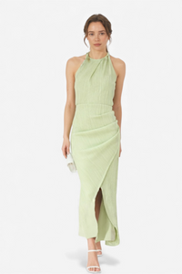 ELEGANTNA MIDI OBLEKA IZ NABRANEGA ŠIFONA