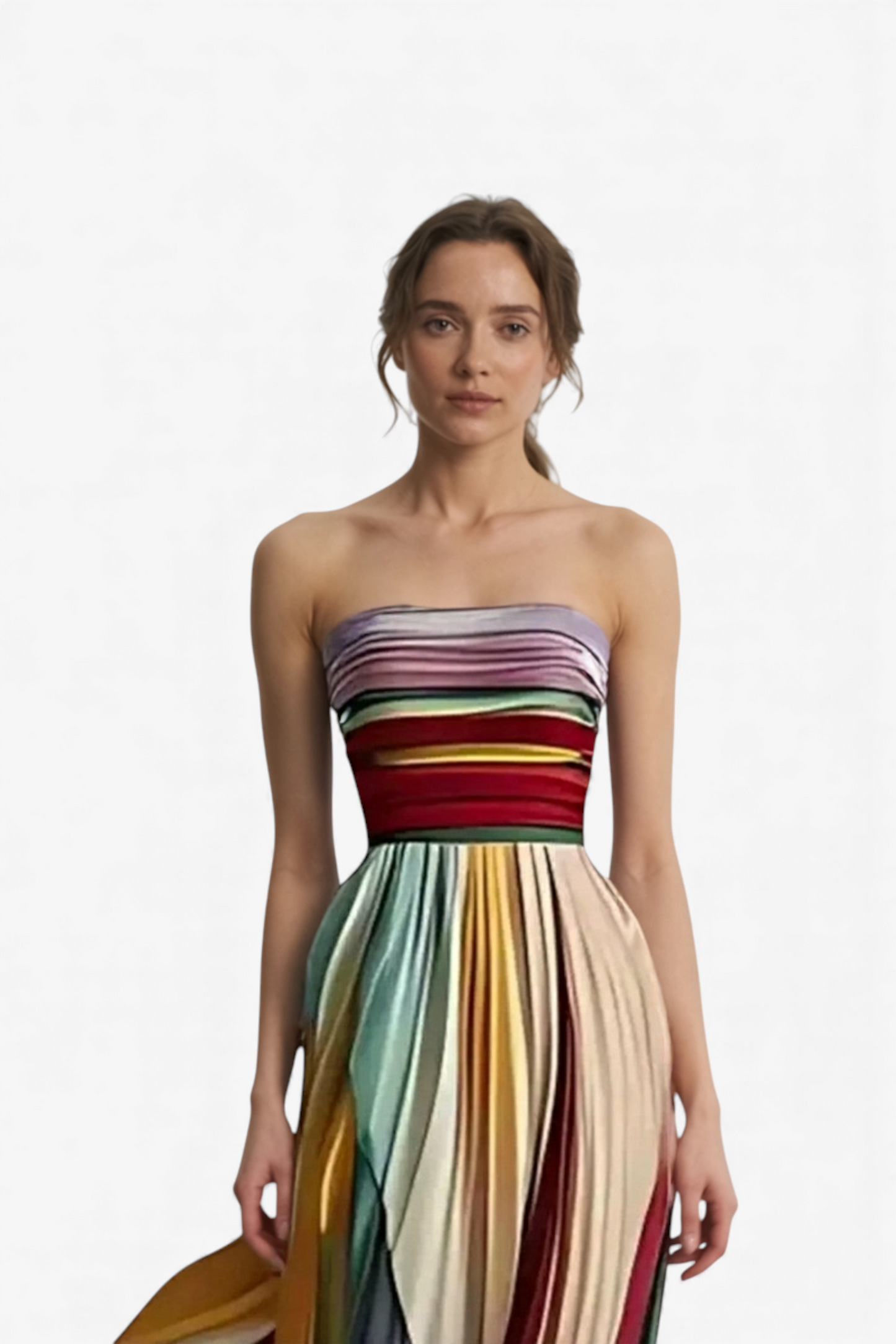 DOLGA PLISIRANA OBLEKA BREZ NARAMNIC