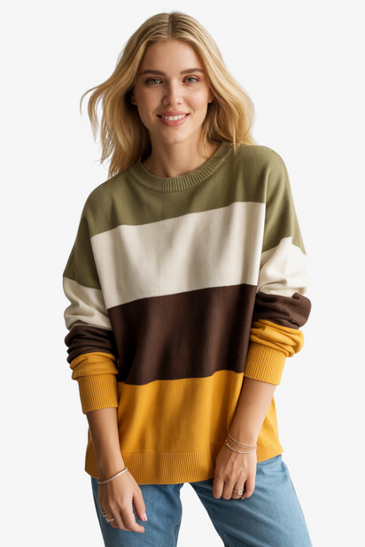 MEHKA PULOVERJANA JOPICA S ŠIROKIMI ČRTAMI
