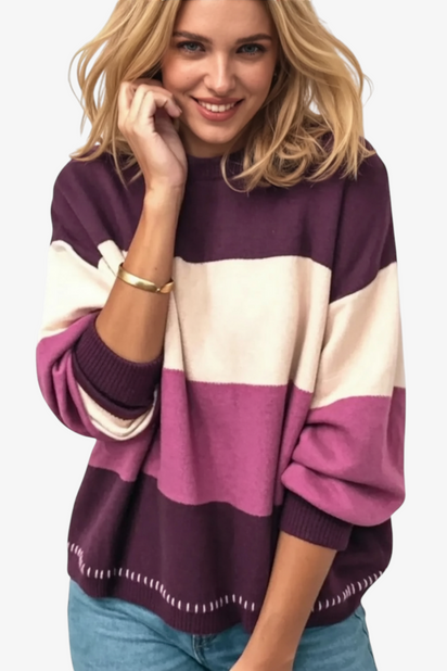 MEHKA PULOVERJANA JOPICA S ŠIROKIMI ČRTAMI