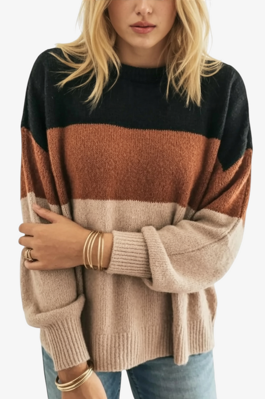 MEHKA PULOVERJANA JOPICA S ŠIROKIMI ČRTAMI